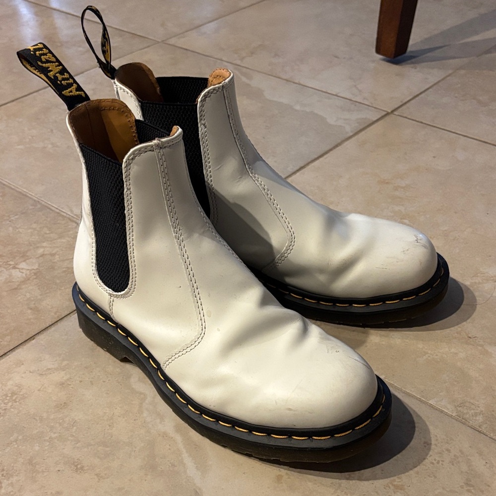 Dr. Martens White Leather Boots